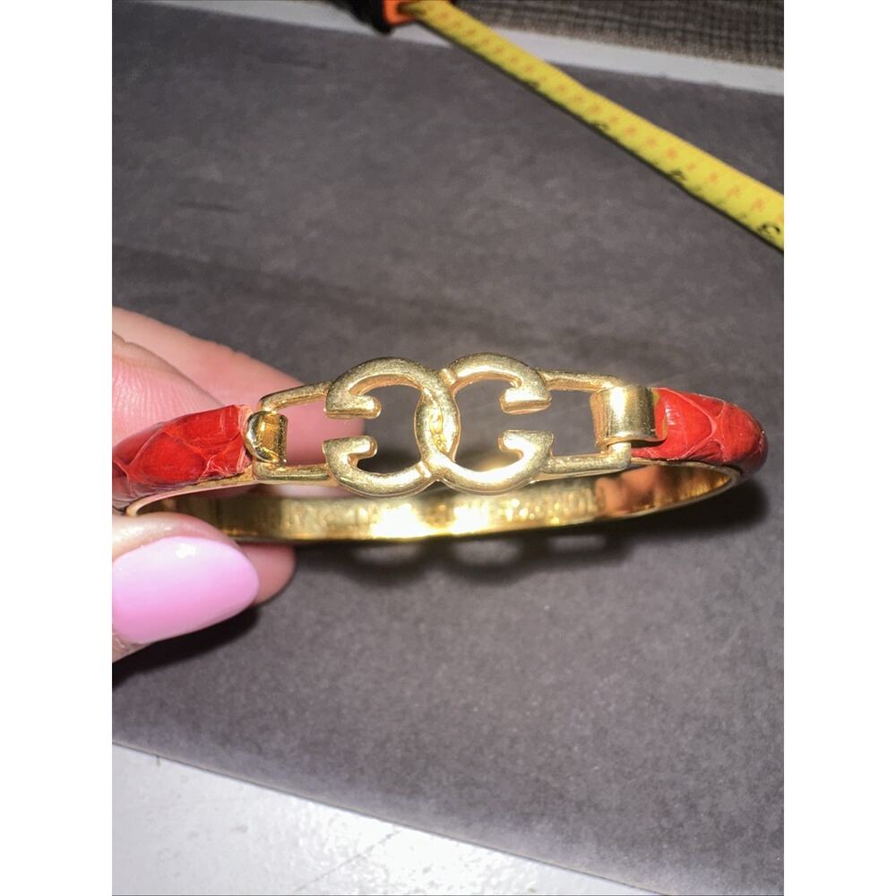 Vintage Gucci 24 karat gold plated bangle Snake bracelet RED - Picture 13 of 16
